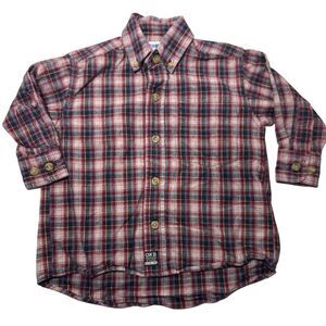Osh Kosh B’gosh Toddler Boys 2T Plaid Flannel Button Up Shirt Lumber Jack Preppy